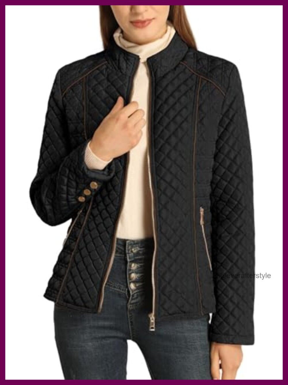 Fleece-Lined Diamond Quilted Puffer Jacket Winter Coat
